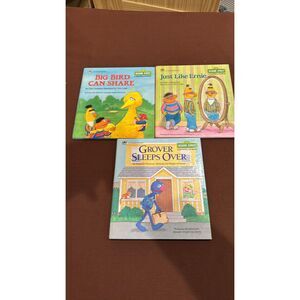 Lot of 3 Vintage Sesame Street growing up books A Golden book